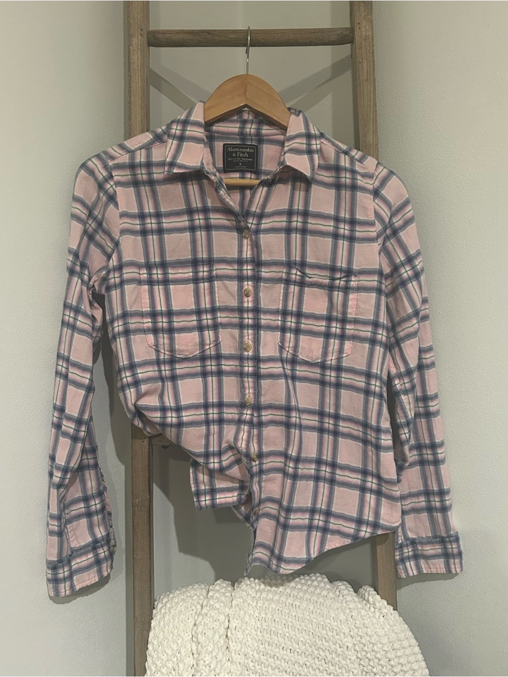 Abercrombie & Fitch Pink and Navy Plaid Button-Down Shirt